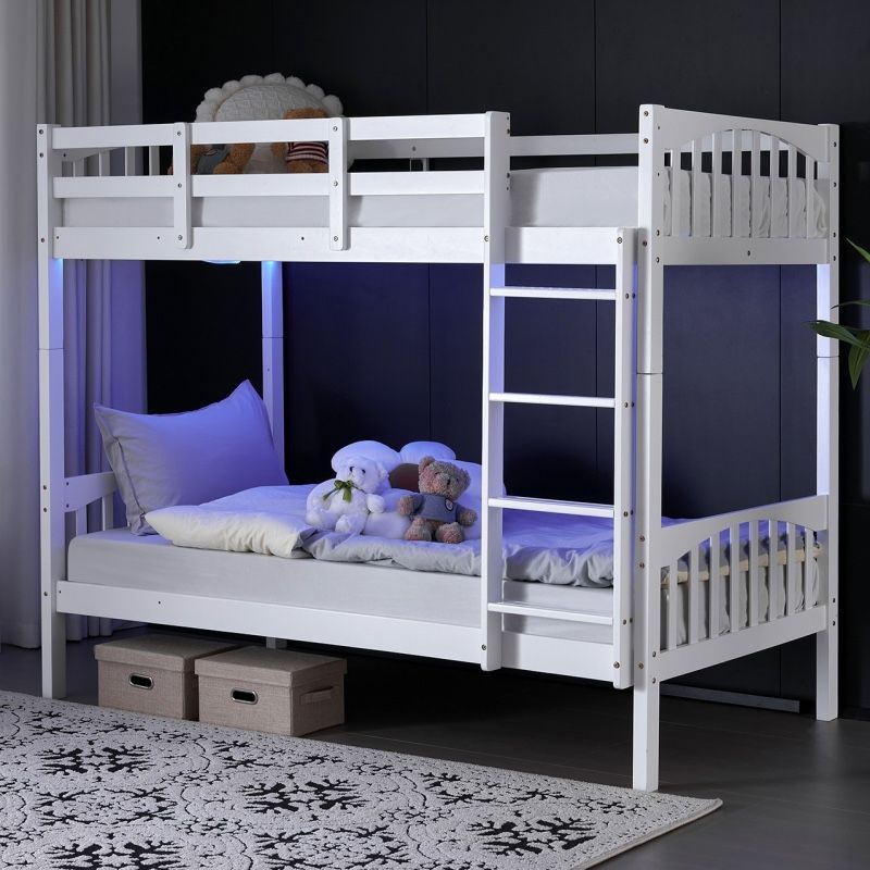 NEW - Solid Wood Twin-over-Twin Convertible Bunk Bed, White