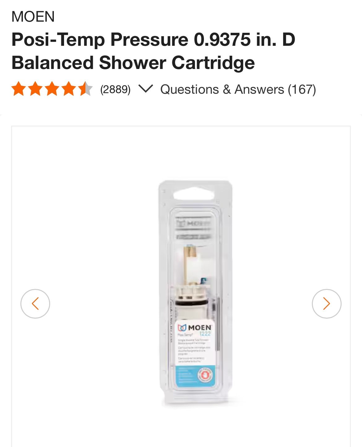 Moen Posi-temp Pressure Shower Cartridge