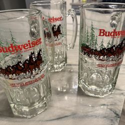 Vintage Budweiser Christmas Beer Steins