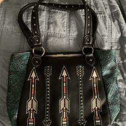 American Bling Concealed Carry Black Arrow Embossed Western Tote Purse 