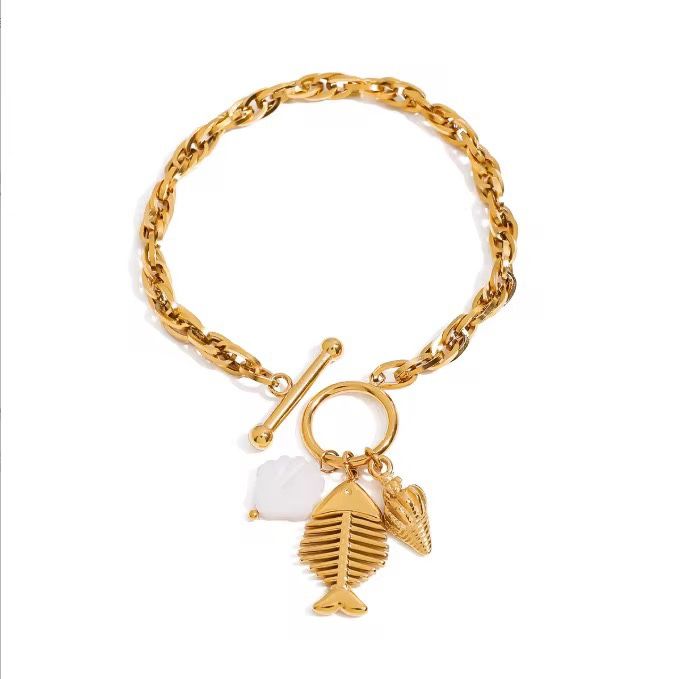 Stylish Ocean Theme Gold Chain Bracelet