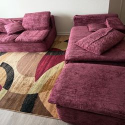 Burgundy foam couch set