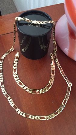 high polished 14k matching bracelet and necklace plated