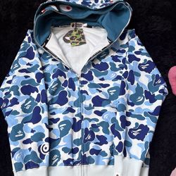 BAPE big abc camo shark wide full zip double hoodie