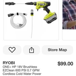 RYOBI ONE+ HP 18V Brushless EZClean 600 PS| 0.7 GPM Cordless Cold Water Power Cleaner (Tool Only)