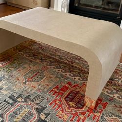 Modern  Waterfall Raffia Grasscloth Coffee Table 