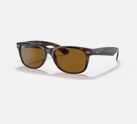 Ray-Ban RB2132 New Wayfarer Square Sunglasses, Light Brown, 2 for price of 1, New with Official Ray Ban Cleaning&Repair Kits