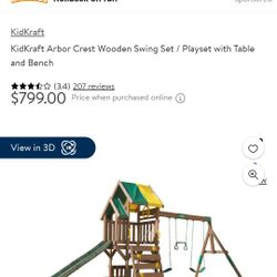 KidKraft Arbor Crest Wooden Swing Set / Playset with Table and Bench

