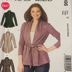 Jacket Easy McCall's M6996 Sizes XS-M New Uncut