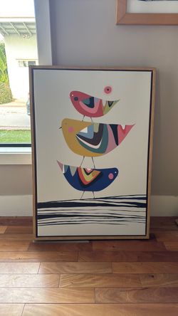 Framed Canvas Wall Art – Stacked Birds