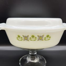 UNUSED Fire King Meadow Green - Oval 1.5 Quart