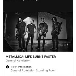 Metallica Floor Tickets First Entry GA +