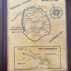 NEVIS Caribbean island Map Wall Decor 