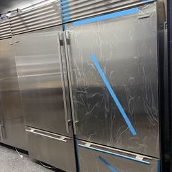 Stainless Steel Built In Sub Zero 72” Refrigerator Set Bottom Freezer