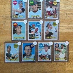 Lot of (7) 1969 Topps Baseball Cards. (Nicely Centered, Sharp Corners & Pack Fresh) $20 & Up!