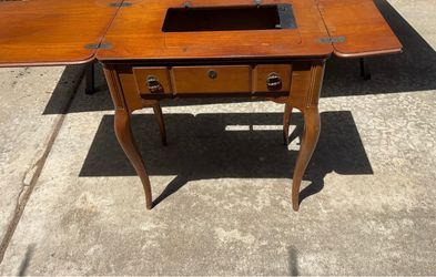 Vintage Wood Sewing Machine Cabinet Table