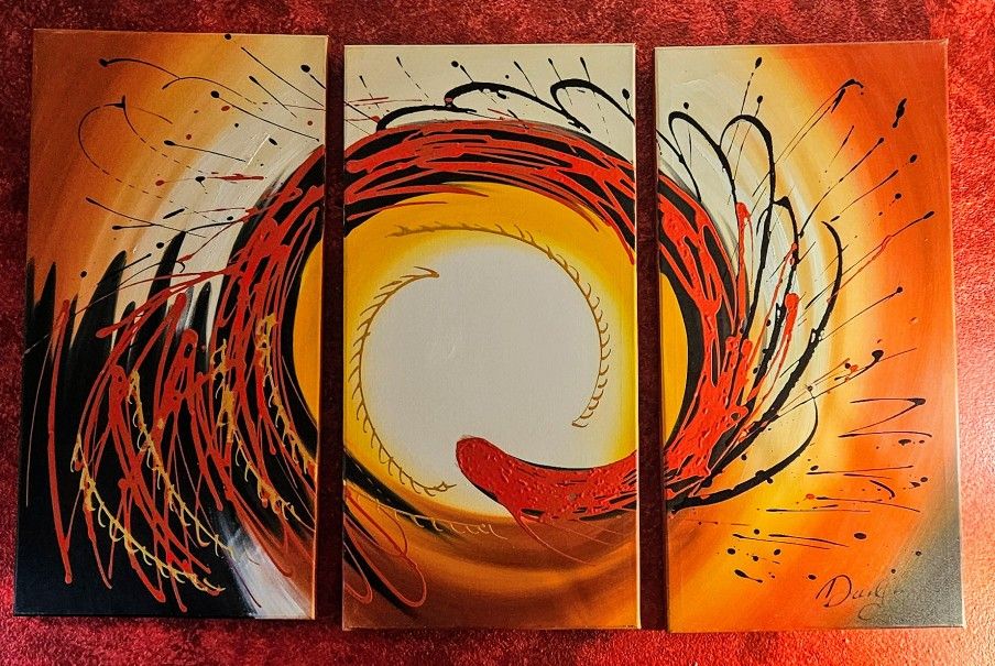 Beautiful 3 piece painting 50" x 32" total (each one 16x32)