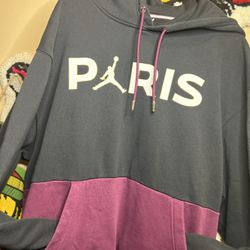 Men's LARGE Air Jordan X Paris Saint Germain PSG Hoodie Bordeaux Sweatshirt