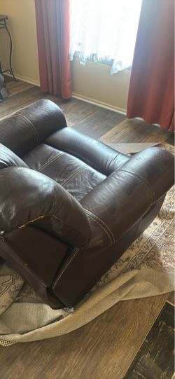 Dark Brown Leather Recliner Chair