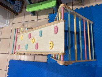 Delta Children Lil’ Climber Gym - Wooden Indoor Climbing Gym Playground for Kids - Montessori Toy with Reversible Arch/Rocking Chair, Reversible Rock