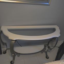 Sofa Or Foyer Table . Wood, Metal And Glass