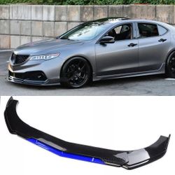 Brand New 5PCS UNIVERSAL GLOSSY BLACK / BLUE FRONT BUMPER LIP SPLITTER KIT