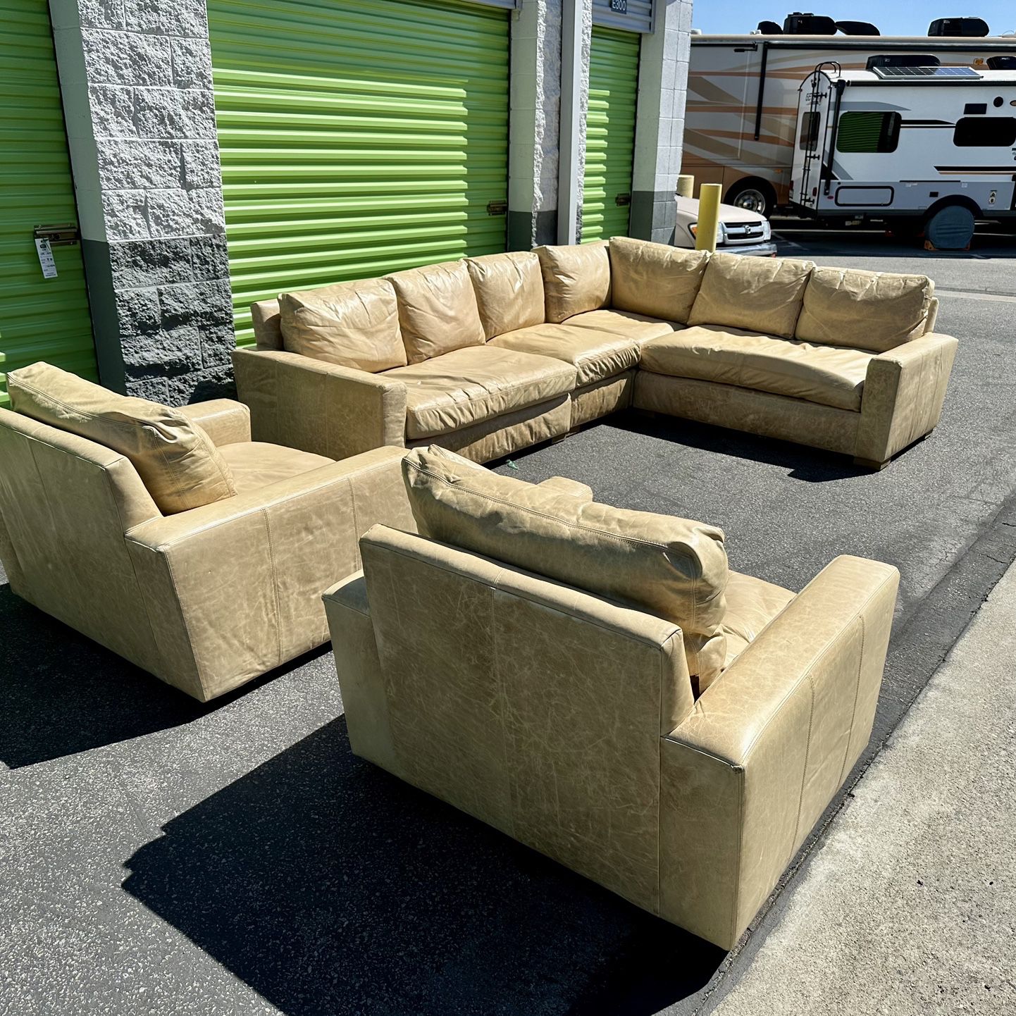 Restoration Hardware Rh, Maxwell Sectional And Swivel Chairs Set