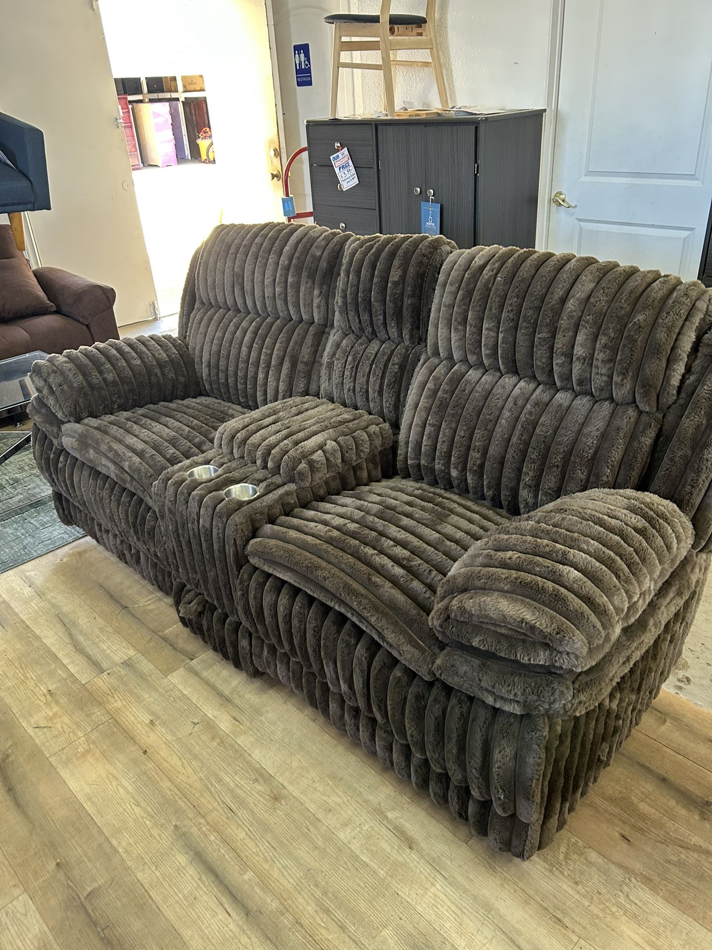 Manual Recliner Loveseat With Cup Holders And Storage