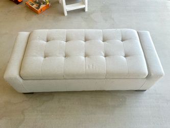 Gray Upholstered Storage Bench