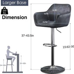 🥨2Pcs Bar Stools for Kitchen Counter Adjustable Height Swivel Barstools 29 Inch Faux Leather Bar Chairs with Padded Back and Chromed Metal Base