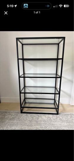 Black Metal and Glass Shelving Unit