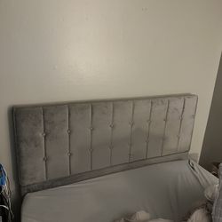 Queen Grey Velvet Headboard And Platform 