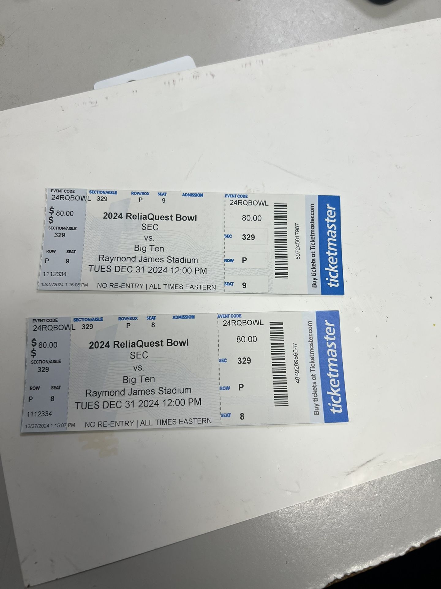Two Reliaquest Bowl Tickets Price Is For Both