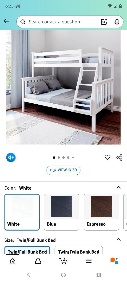 Max & Lily Bunk Bed Twin Over Full Size with Ladder, Solid Wood Platform Bed Frame with Ladder for Kids, 14" Safety Guardrails, Easy Assembly, No Box 