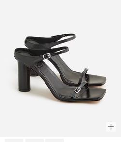 NWT J.Crew Black Round Heel Leather Sandals size 9