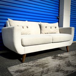 Offwhite Mid Century Modern Tufted Loveseat