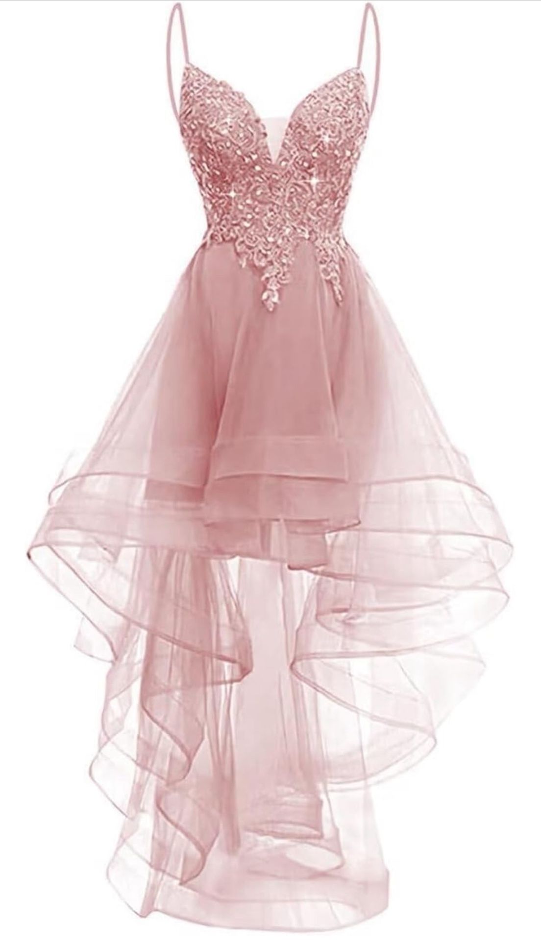 Pink Lace High-Low Dress