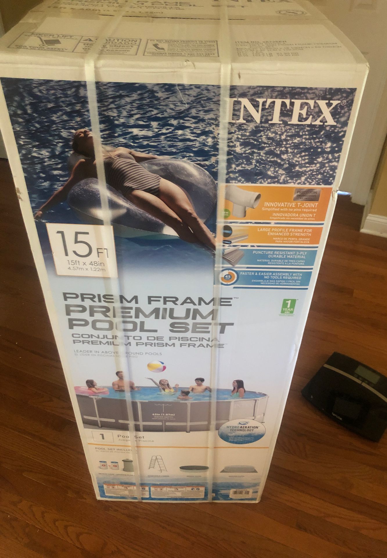 Intex 15ft x 48in Grey Prism Frame Pool Set with Cover,Ladder & Pump 26725eh