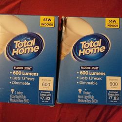 Total Home BR30 65W Flood Medium Base Indoor Light Bulbs 2 Pack 600 Lumens Dimmable