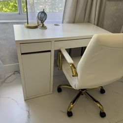 Escritorio Blanco Y Silla De Escritorio  Blanca 