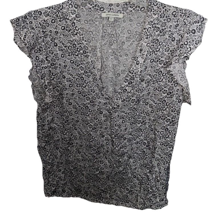 Anne Carson Women’s Large Low V Neck Ruffle Blouse