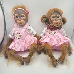 2 Sets Of Doll Reborn Monkey Dolls 2 Plus Companion Stuffed Animals 
