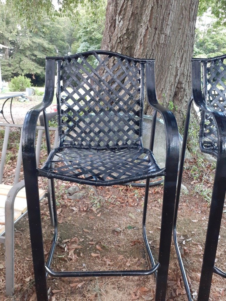 2 Large Metal Bar Chairs For Outdoors