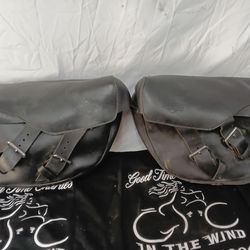 Hard leather saddlebqgs