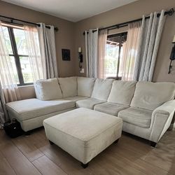 Ashley L Sectional + Ottoman Combo