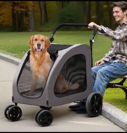 Like New VEVOR 4 Wheel Pet Stroller/Carrier With Brakes, 160lb Weight Capacity