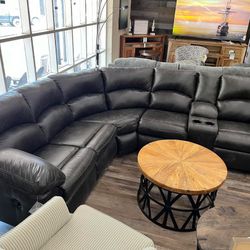 Tambo Dark Gray Manual Reclining Sectional Couch 