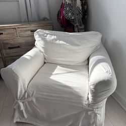 Oversized Armchair with a washable cream slipcover