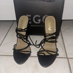 Black Laceup High Heels 