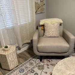 Modern Linen Couch and Chair 